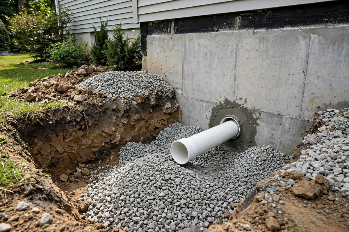 Close-up of a sewer camera monitor in a technician's hands showing a clear pipe interior